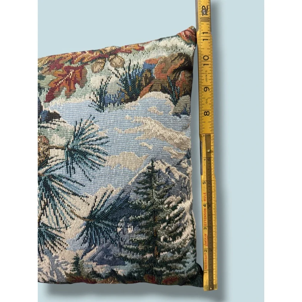 Deer Tapestry Pillow 16x11 Woodland Cabin Lodge Decor Mountain Pinecone Accent